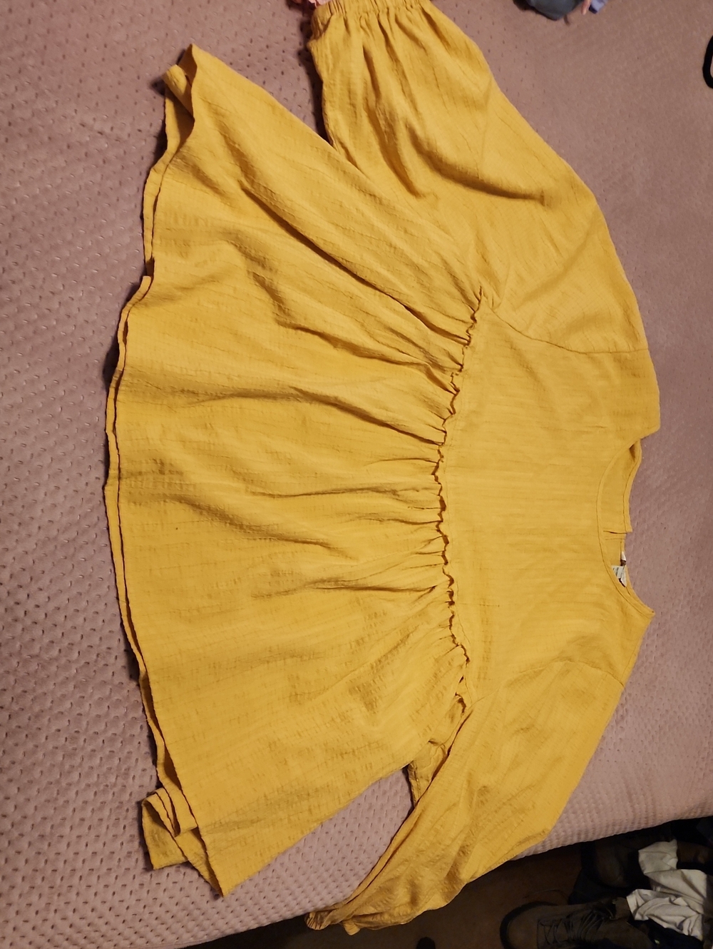 Cato Mustard Yellow Peplum Long-Sleeve Blouse